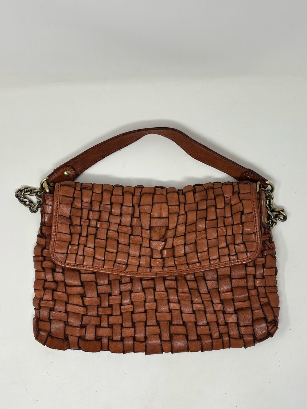 Marta Ponti Cross Weave Woven Genuine Leather crossbody purse handbag